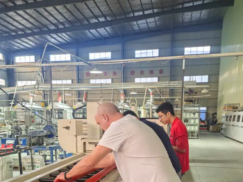 Customer and Haikuo team inspecting FRP profiles