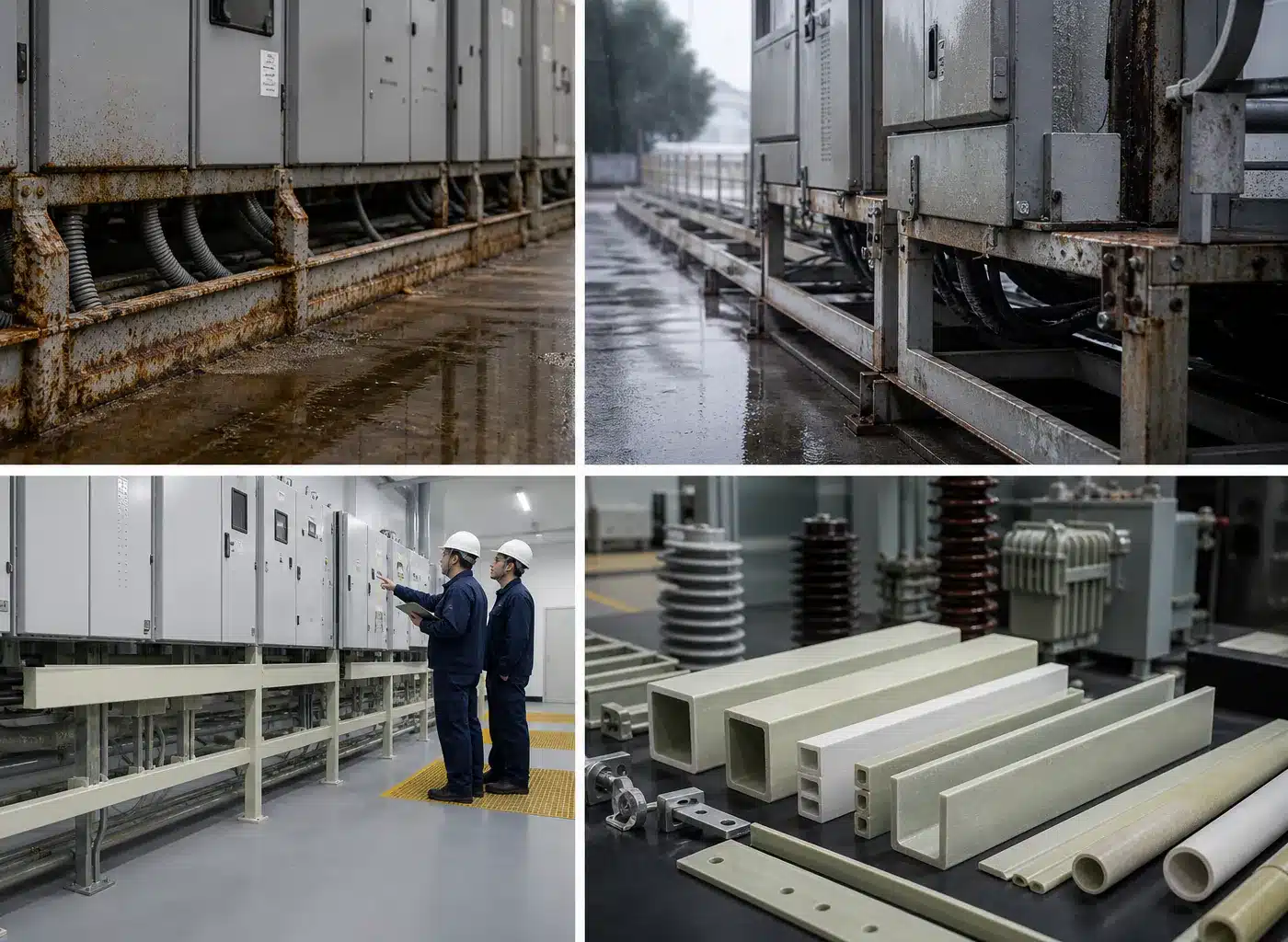 Representative electrical equipment corrosion, inspection and FRP profile application scenes