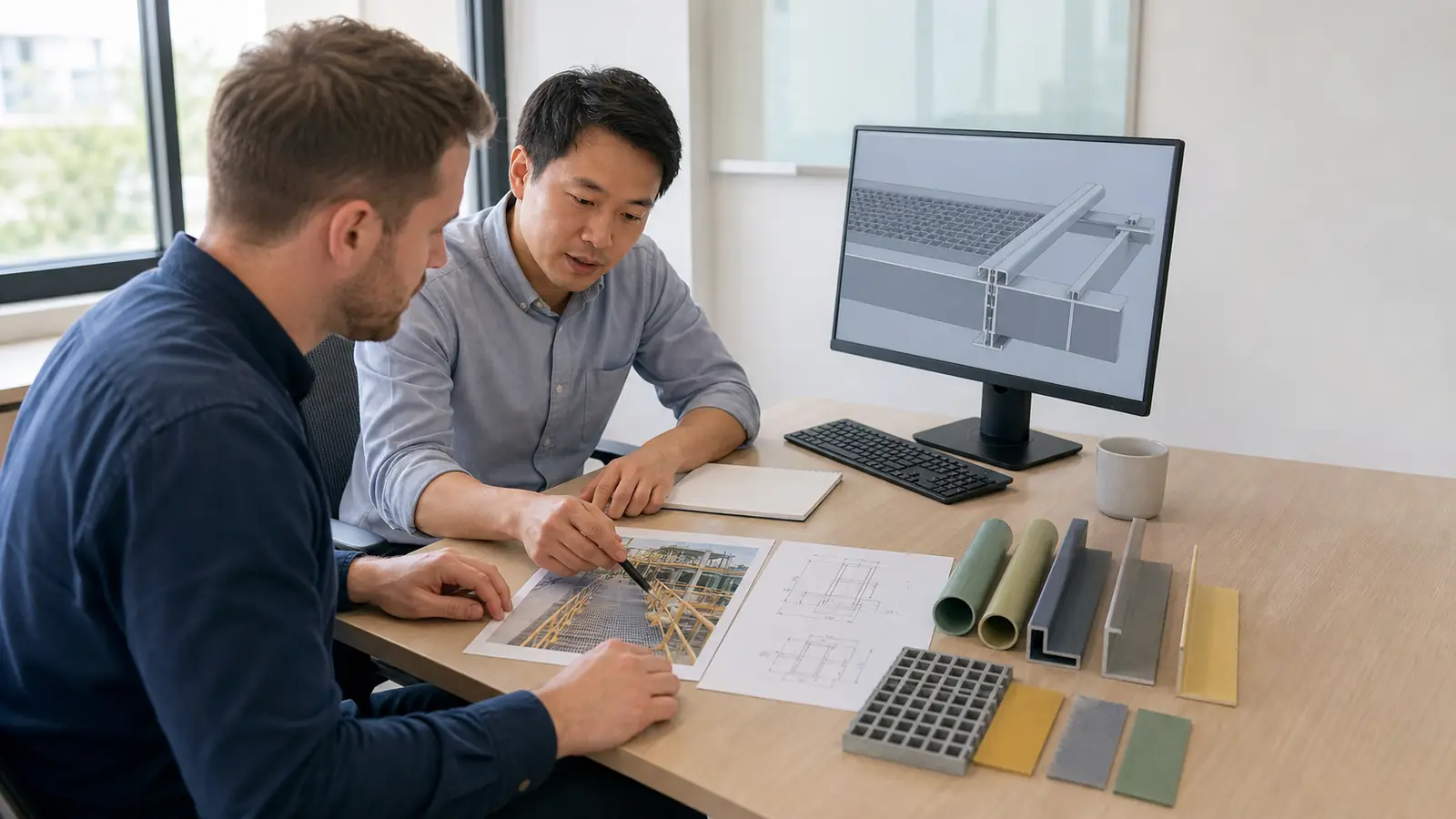 Illustrative engineering review of FRP profiles, project drawings and application conditions