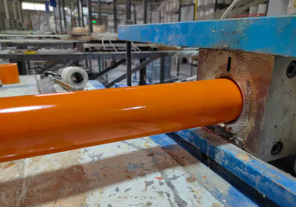 FRP profile exiting a pultrusion production line