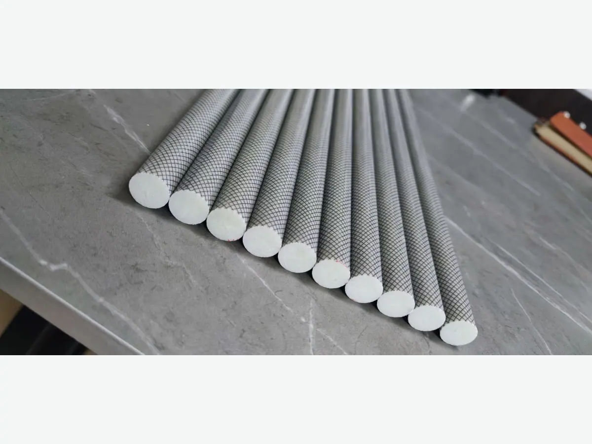 Pultruded FRP round rods arranged for product review