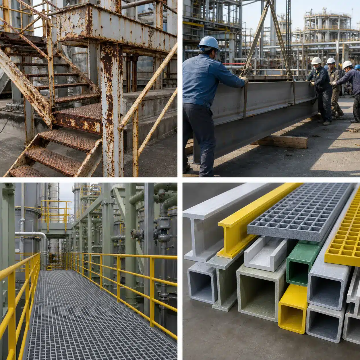 Corroded industrial access structures and representative FRP platform alternatives