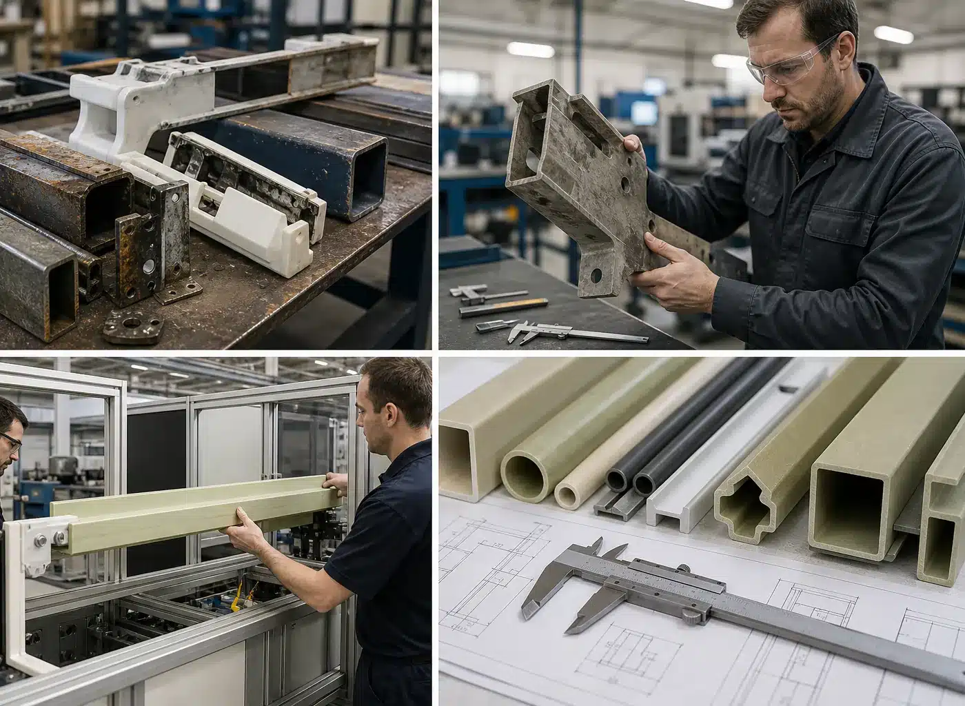 Representative OEM component mismatch, inspection and custom FRP profile development scenes